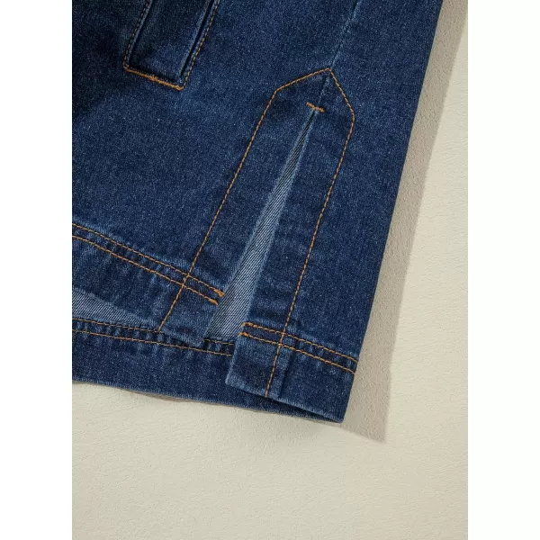Sidefeel Womens Jean Jacket Oversized Boyfriend Button Up Long Sleeve Split Denim JacketsDeep Blue