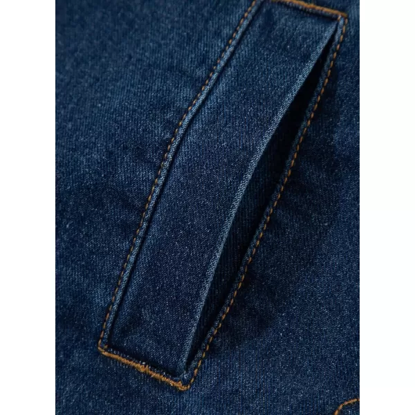 Sidefeel Womens Jean Jacket Oversized Boyfriend Button Up Long Sleeve Split Denim JacketsDeep Blue