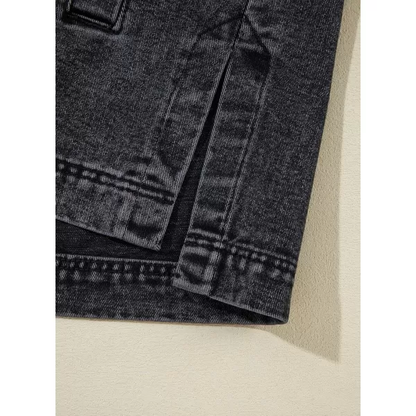 Sidefeel Womens Jean Jacket Oversized Boyfriend Button Up Long Sleeve Split Denim JacketsGray
