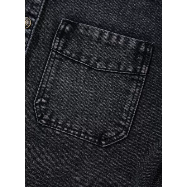 Sidefeel Womens Jean Jacket Oversized Boyfriend Button Up Long Sleeve Split Denim JacketsGray