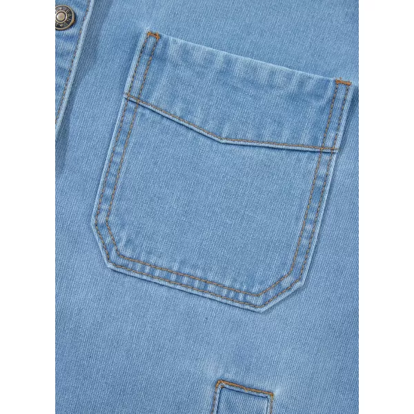 Sidefeel Womens Jean Jacket Oversized Boyfriend Button Up Long Sleeve Split Denim JacketsSky Blue