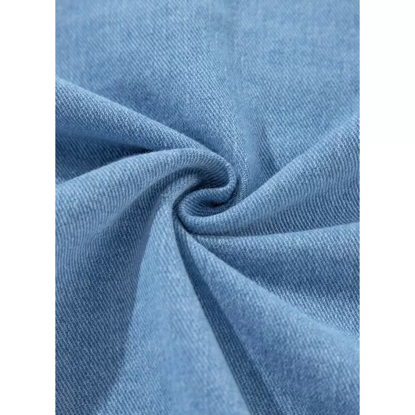 Sidefeel Womens Jean Jacket Oversized Boyfriend Button Up Long Sleeve Split Denim JacketsSky Blue