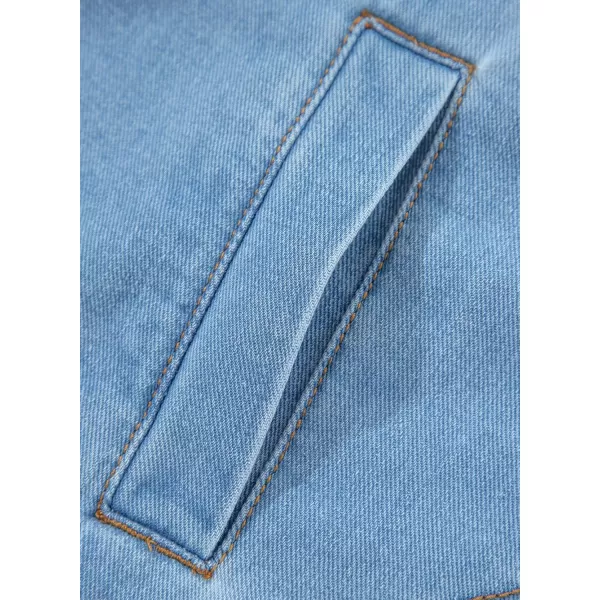 Sidefeel Womens Jean Jacket Oversized Boyfriend Button Up Long Sleeve Split Denim JacketsSky Blue