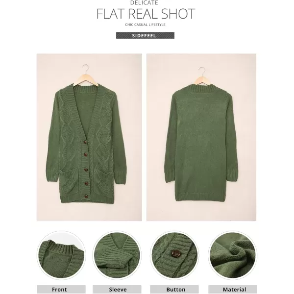 Sidefeel Womens Open Front Cardigan Sweaters Casual Button Down Knitted Coat Tops with PocketsA Amy Green