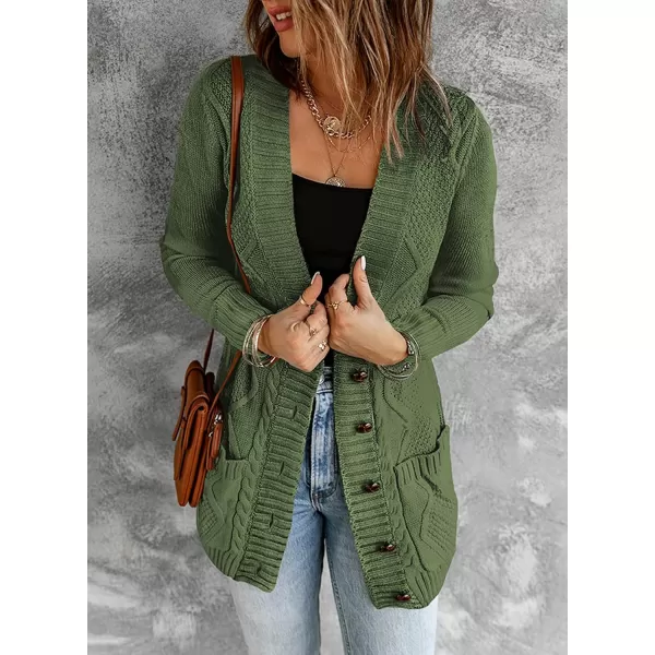 Sidefeel Womens Open Front Cardigan Sweaters Casual Button Down Knitted Coat Tops with PocketsA Amy Green