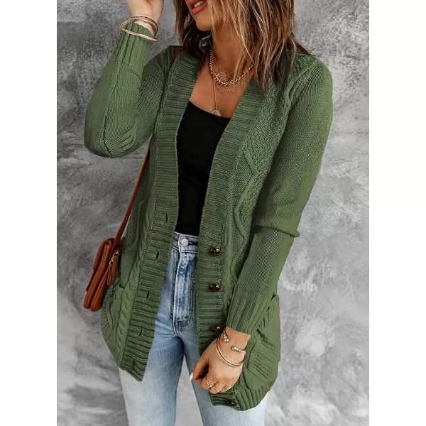 Sidefeel Womens Open Front Cardigan Sweaters Casual Button Down Knitted Coat Tops with PocketsA Amy Green