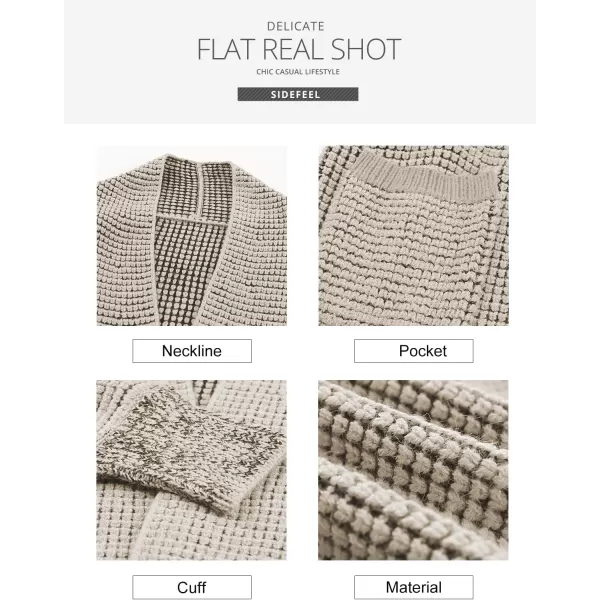 Sidefeel Womens Plaid Short Cardigan Oversized Chunky Long Sleeve Knit Open Front Cardigan Sweaters with PocketsApricot