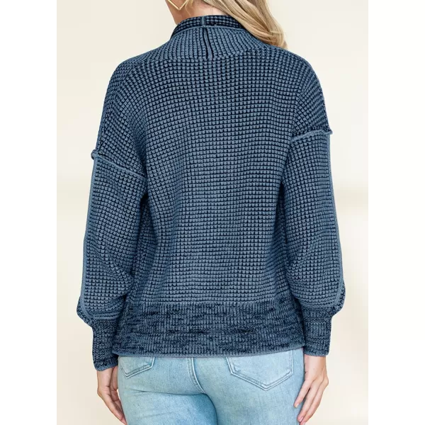 Sidefeel Womens Plaid Short Cardigan Oversized Chunky Long Sleeve Knit Open Front Cardigan Sweaters with PocketsSky Blue