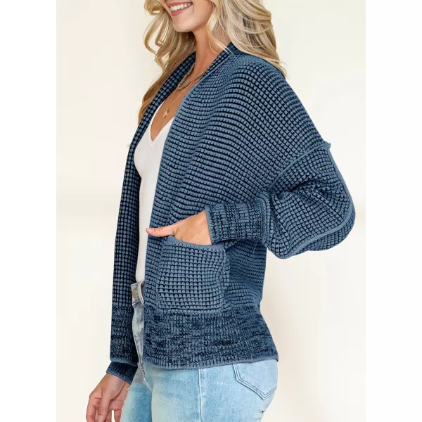 Sidefeel Womens Plaid Short Cardigan Oversized Chunky Long Sleeve Knit Open Front Cardigan Sweaters with PocketsSky Blue