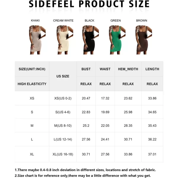 Sidefeel Womens Summer Dresses 2024 Casual Square Neck Ribbed Knit Sleeveless Sundress Sexy Bodycon Mini DressBrown