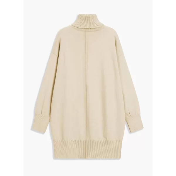 Sidefeel Womens Sweater Dress 2024 Fall Long Sleeve High Neck Ribbed Knit Winter DressApricot