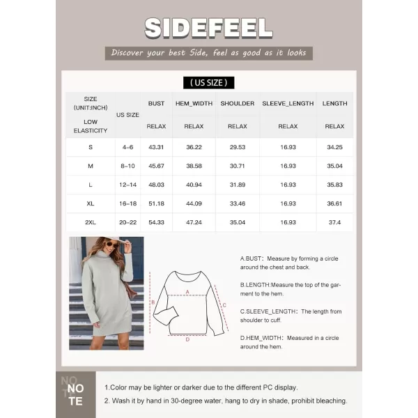 Sidefeel Womens Sweater Dress 2024 Fall Long Sleeve High Neck Ribbed Knit Winter DressCoffee