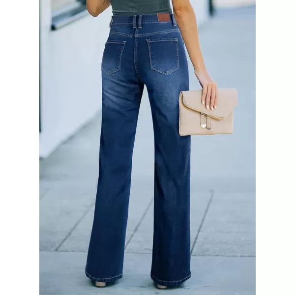 Sidefeel Womens Wide Leg Jeans Casual High Waisted Straight Stretch Denim Pants with PocketsB Sky Blue