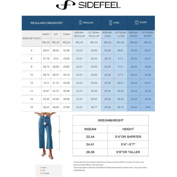 Sidefeel Womens Wide Leg Jeans High Waisted Stretchy Straight Leg Jeans Buttoned Loose Denim Pants with PocketBluing