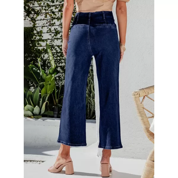 Sidefeel Womens Wide Leg Jeans High Waisted Stretchy Straight Leg Jeans Buttoned Loose Denim Pants with PocketBluing