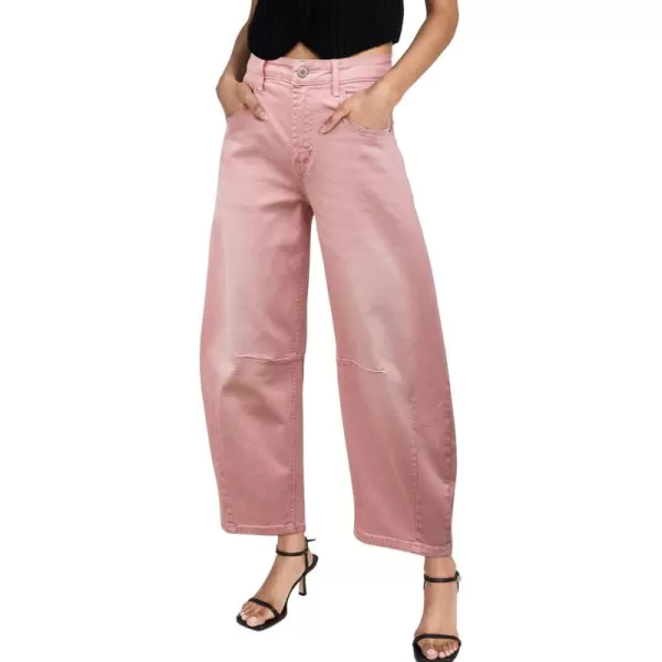 Sidefeel Womens Barrel Jeans Wide Leg Vintage Mid Rise Y2k Baggy Boyfriend Ankle Denim PantsPink