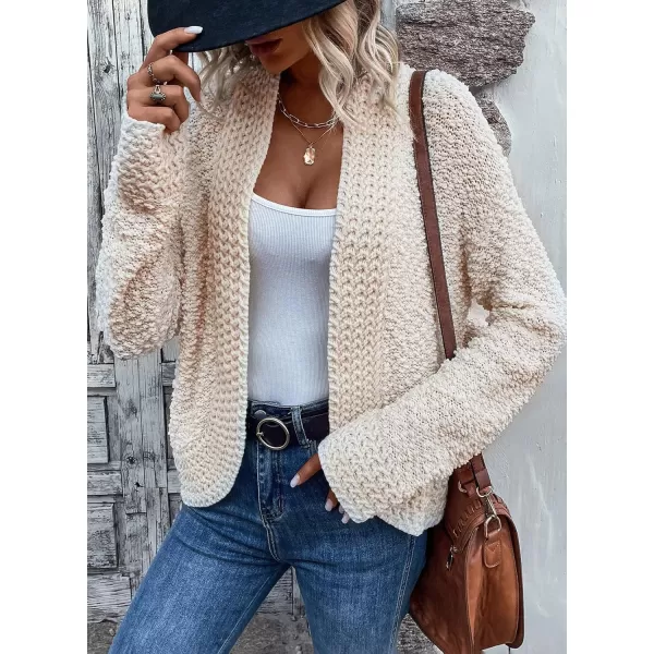 Sidefeel Womens Cardigans Sweaters Casual Long Sleeve Open Front Chunky Knit Coats 2024 Fall FashionApricot