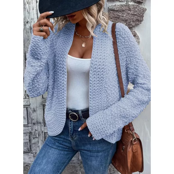Sidefeel Womens Cardigans Sweaters Casual Long Sleeve Open Front Chunky Knit Coats 2024 Fall FashionBeau Blue