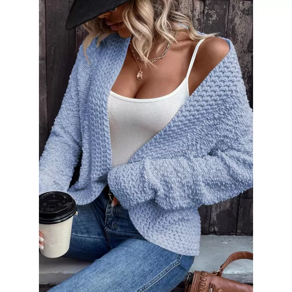 Sidefeel Womens Cardigans Sweaters Casual Long Sleeve Open Front Chunky Knit Coats 2024 Fall FashionBeau Blue