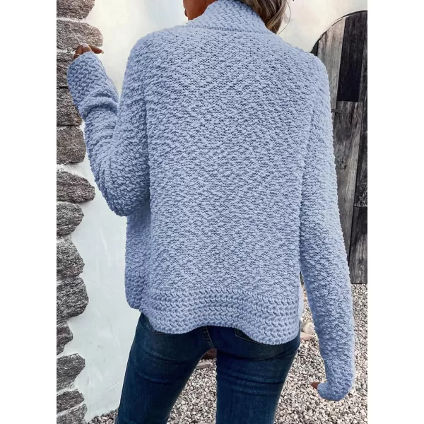 Sidefeel Womens Cardigans Sweaters Casual Long Sleeve Open Front Chunky Knit Coats 2024 Fall FashionBeau Blue