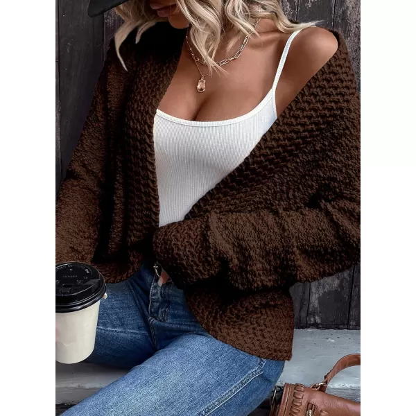 Sidefeel Womens Cardigans Sweaters Casual Long Sleeve Open Front Chunky Knit Coats 2024 Fall FashionBrown