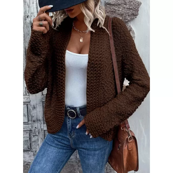 Sidefeel Womens Cardigans Sweaters Casual Long Sleeve Open Front Chunky Knit Coats 2024 Fall FashionBrown