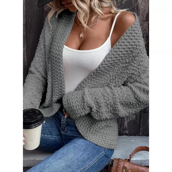 Sidefeel Womens Cardigans Sweaters Casual Long Sleeve Open Front Chunky Knit Coats 2024 Fall FashionGray