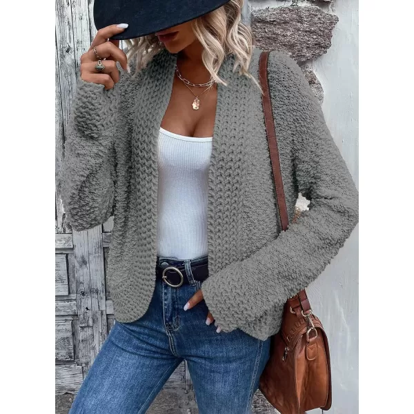 Sidefeel Womens Cardigans Sweaters Casual Long Sleeve Open Front Chunky Knit Coats 2024 Fall FashionGray
