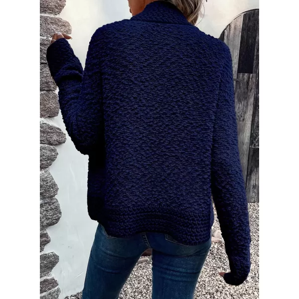 Sidefeel Womens Cardigans Sweaters Casual Long Sleeve Open Front Chunky Knit Coats 2024 Fall FashionNavy Blue