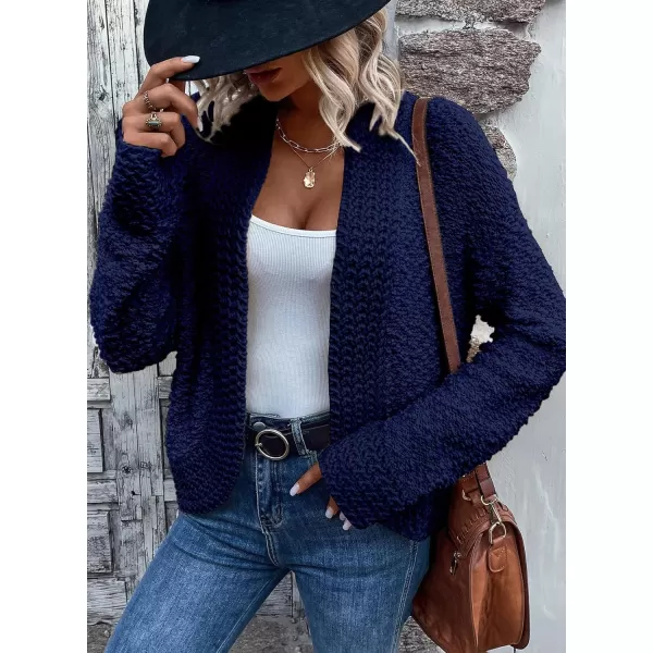 Sidefeel Womens Cardigans Sweaters Casual Long Sleeve Open Front Chunky Knit Coats 2024 Fall FashionNavy Blue