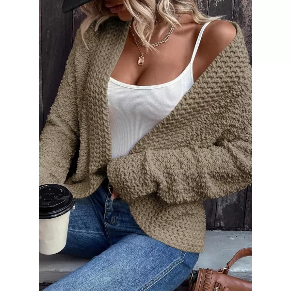 Sidefeel Womens Cardigans Sweaters Casual Long Sleeve Open Front Chunky Knit Coats 2024 Fall FashionPale Khaki