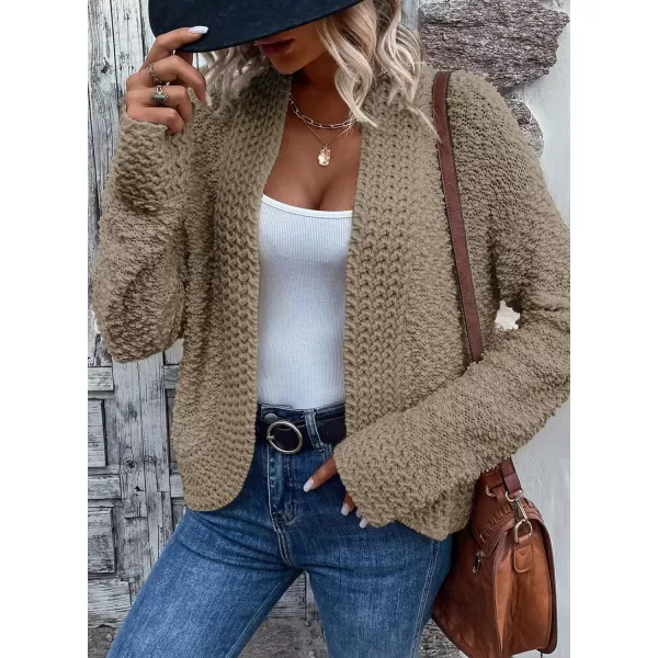 Sidefeel Womens Cardigans Sweaters Casual Long Sleeve Open Front Chunky Knit Coats 2024 Fall FashionPale Khaki