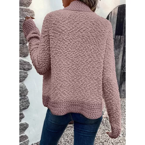 Sidefeel Womens Cardigans Sweaters Casual Long Sleeve Open Front Chunky Knit Coats 2024 Fall FashionPink