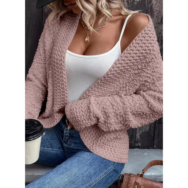 Sidefeel Womens Cardigans Sweaters Casual Long Sleeve Open Front Chunky Knit Coats 2024 Fall FashionPink
