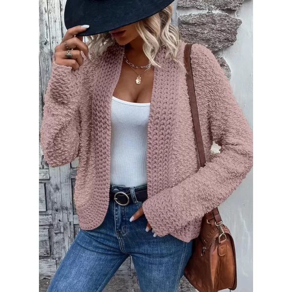 Sidefeel Womens Cardigans Sweaters Casual Long Sleeve Open Front Chunky Knit Coats 2024 Fall FashionPink
