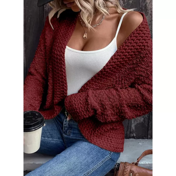 Sidefeel Womens Cardigans Sweaters Casual Long Sleeve Open Front Chunky Knit Coats 2024 Fall FashionRed
