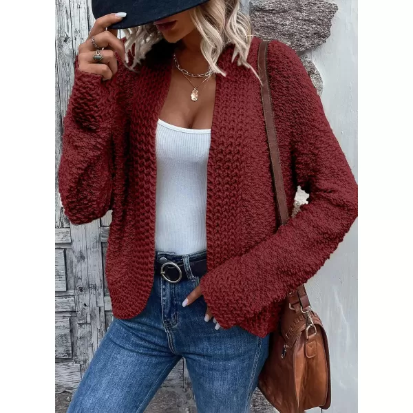 Sidefeel Womens Cardigans Sweaters Casual Long Sleeve Open Front Chunky Knit Coats 2024 Fall FashionRed