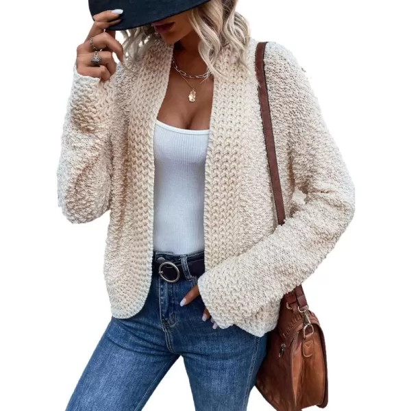 Sidefeel Womens Cardigans Sweaters Casual Long Sleeve Open Front Chunky Knit Coats 2024 Fall FashionApricot