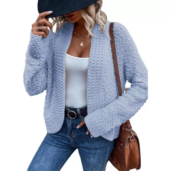 Sidefeel Womens Cardigans Sweaters Casual Long Sleeve Open Front Chunky Knit Coats 2024 Fall FashionBeau Blue