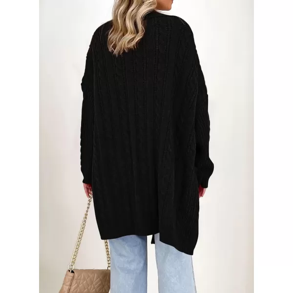 Sidefeel Womens Cardigan Sweaters Open Front Long Sleeve Knit Chunky Sweater CoatsBlack