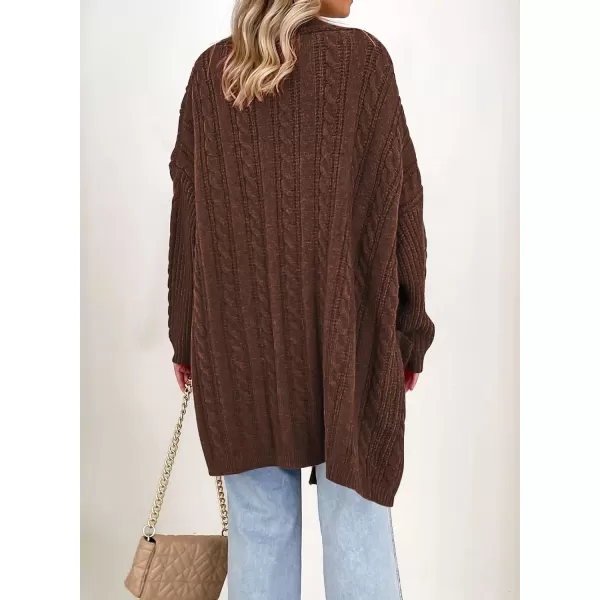 Sidefeel Womens Cardigan Sweaters Open Front Long Sleeve Knit Chunky Sweater CoatsBrown