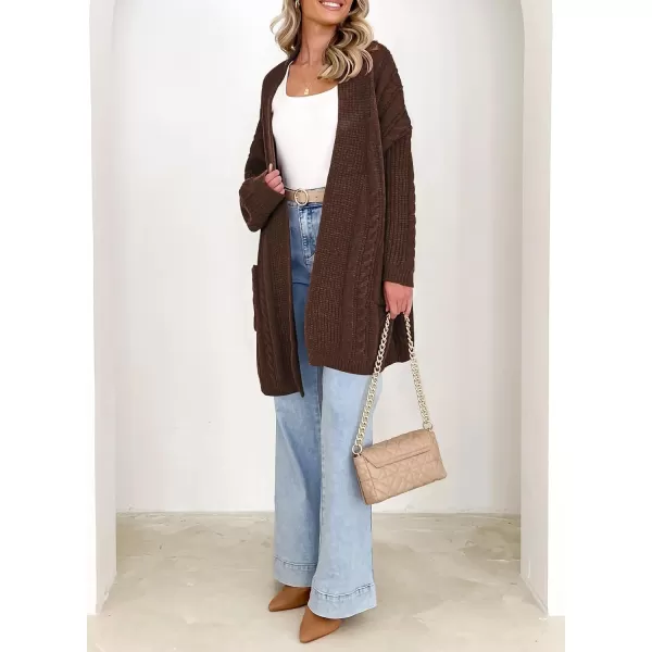 Sidefeel Womens Cardigan Sweaters Open Front Long Sleeve Knit Chunky Sweater CoatsBrown