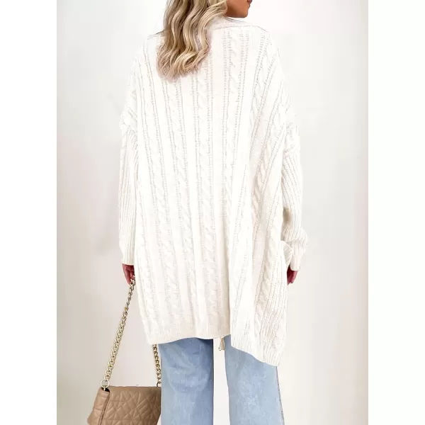 Sidefeel Womens Cardigan Sweaters Open Front Long Sleeve Knit Chunky Sweater CoatsWhite