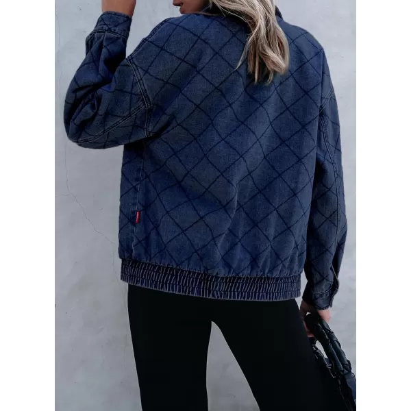 Sidefeel Womens Denim Jeans Jacket Long Sleeve Overszied Jean Coat Boyfriend Fall Outfit 2024 TrendyDark Blue