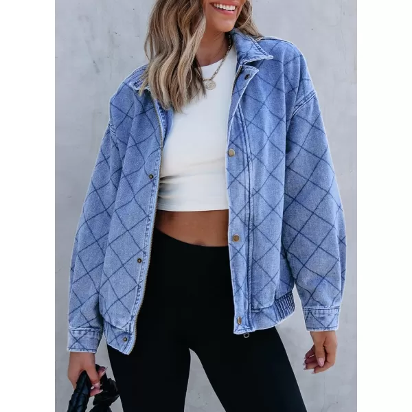 Sidefeel Womens Denim Jeans Jacket Long Sleeve Overszied Jean Coat Boyfriend Fall Outfit 2024 TrendyIceland Blue