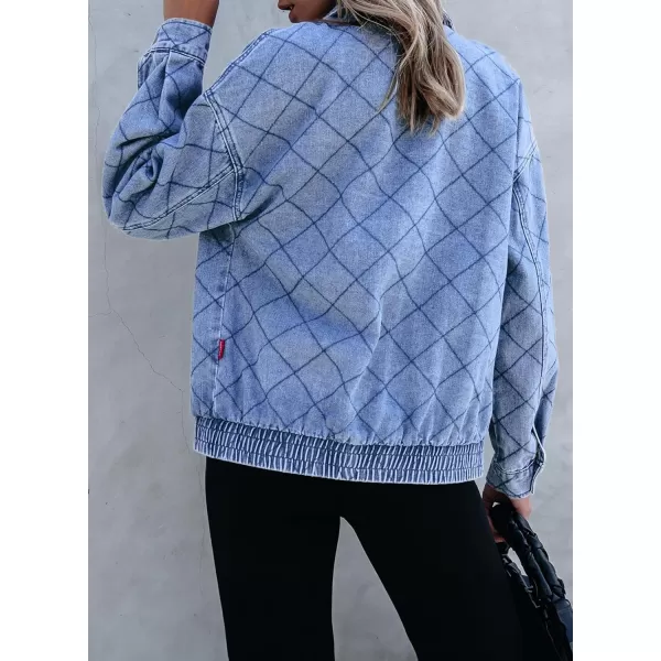 Sidefeel Womens Denim Jeans Jacket Long Sleeve Overszied Jean Coat Boyfriend Fall Outfit 2024 TrendyIceland Blue