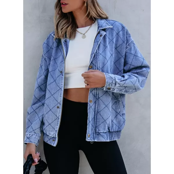 Sidefeel Womens Denim Jeans Jacket Long Sleeve Overszied Jean Coat Boyfriend Fall Outfit 2024 TrendyIceland Blue
