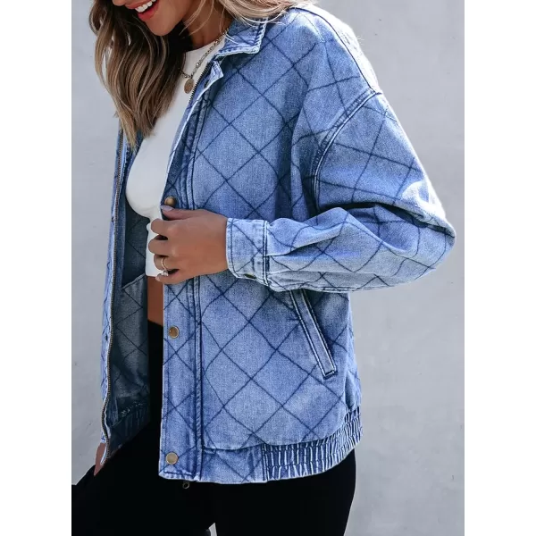 Sidefeel Womens Denim Jeans Jacket Long Sleeve Overszied Jean Coat Boyfriend Fall Outfit 2024 TrendyIceland Blue