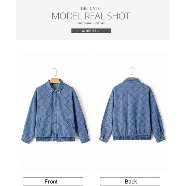 Sidefeel Womens Denim Jeans Jacket Long Sleeve Overszied Jean Coat Boyfriend Fall Outfit 2024 TrendyLight Blue