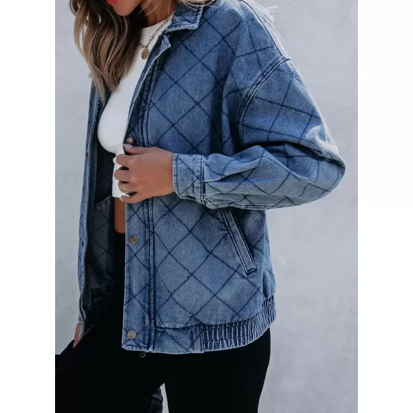 Sidefeel Womens Denim Jeans Jacket Long Sleeve Overszied Jean Coat Boyfriend Fall Outfit 2024 TrendyLight Blue
